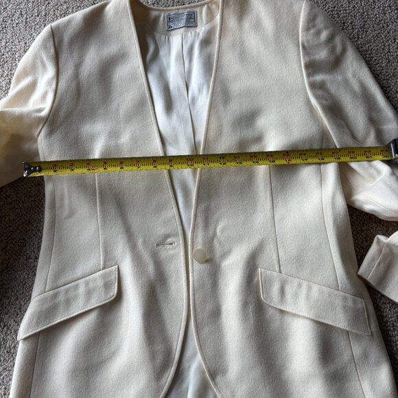 Miss Pendleton 100% Virgin Wool Suit Vintage Academia Skirt Blazer Set 10 Ivory - Picture 8 of 16